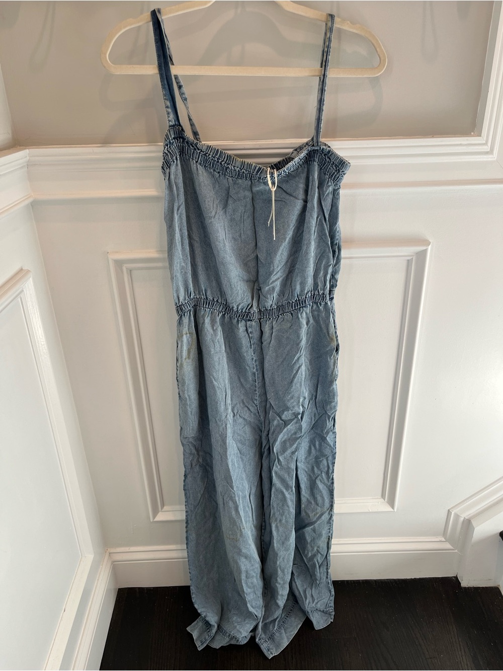 Women's Light Blue Sleeveless Wide-Leg Jumpsuit